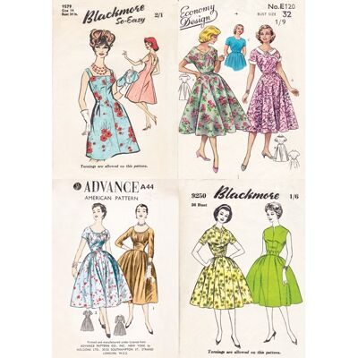 VC50 DRESSMAKING PATTERNS - LADIES DRESSES GREETING CARD