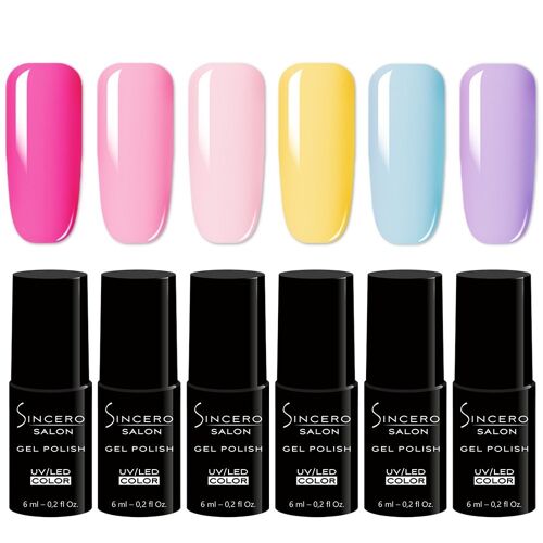 Gel nail polish set SINCERO SALON, Candy rush, 6 x 6ml