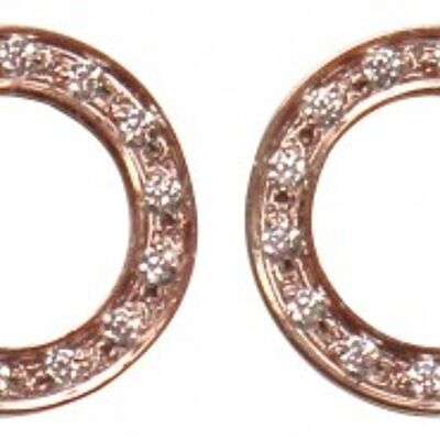 Round open ear studs with rose zirconia
