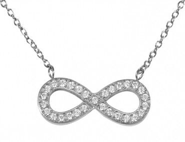 Pendente infinito in acciaio con zirconi incastonati