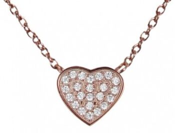 Collier coeur zircone rose 1