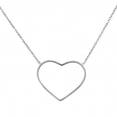 Chain heart open polished steel