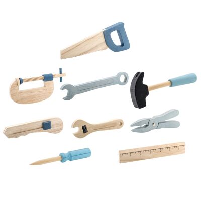 Jeu d'outils Robin Toy, bleu, hêtre