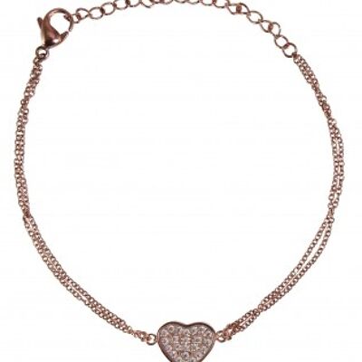 Bracciale cuore zirconi rosa