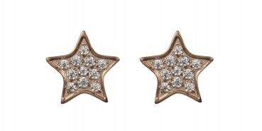 Small star stud earrings with pink zirconia