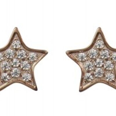 Small star stud earrings with pink zirconia