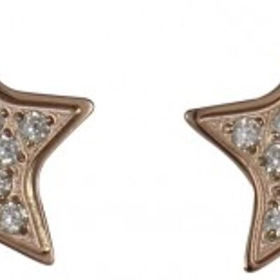 Large star stud earrings with pink zirconia