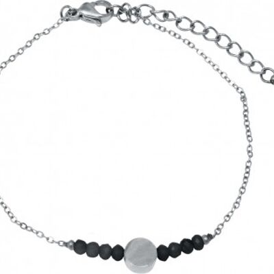 Bracelet plate with black stones stainless steel