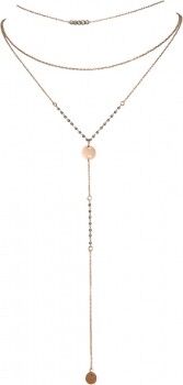 Catena cascata tre file con cristalli beige-grigio rosetta in acciaio inox