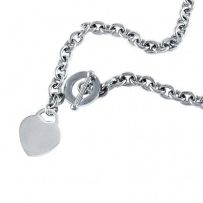 Chain with heart stainless steel with toggle clasp