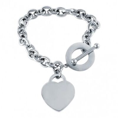 Bracelet heart in stainless steel with toggle clasp