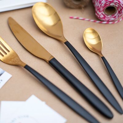 Gold and Black Cutlery Set (g8nm86)