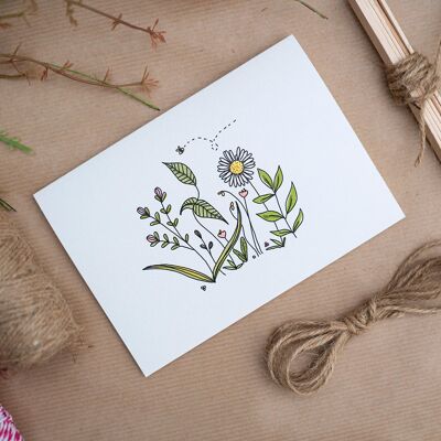 Flowers and Bee Card - 1 (g8nm93)