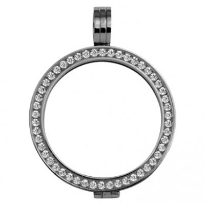 Coins carrier in stainless steel with set zirconia
