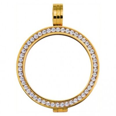 Coins carrier in gold with set zirconia