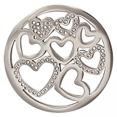 Moneda disco corazones pequeños con acero zirconia