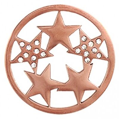 Moneda disco estrellas con circonita rosada