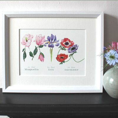 Personalised Name or Word Prints - 2 or 3 Flower Letters £15.50