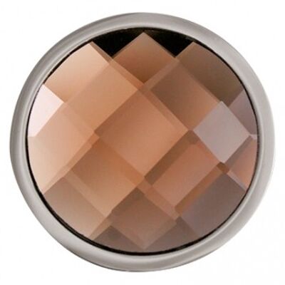 Coin disc brown stone faceted stainless steel