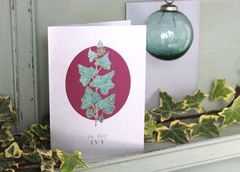 Cartes de Noël Lettre Botanique Argent - Carte Argent Gui 4