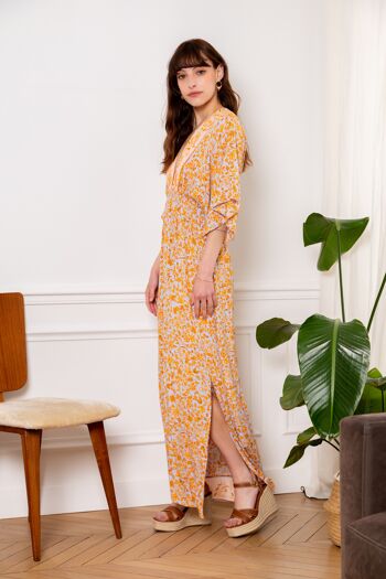 Robe longue à imprimé bohème col V 3