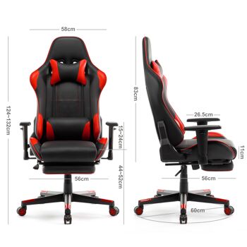 IWMH Rally Gaming Racing Chaise en Cuir avec Accoudoir Réglable ROUGE 3