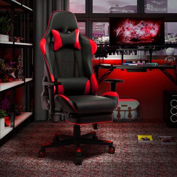 IWMH Rally Gaming Racing Chaise en Cuir avec Accoudoir Réglable ROUGE 7