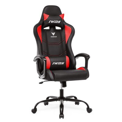 IWMH Indy Gaming Racing Chair Leather with Linked Armrest RED