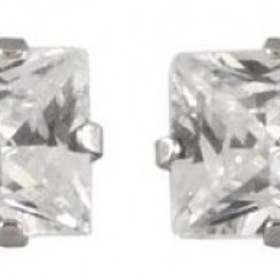 Square earrings with zirconia 5mm