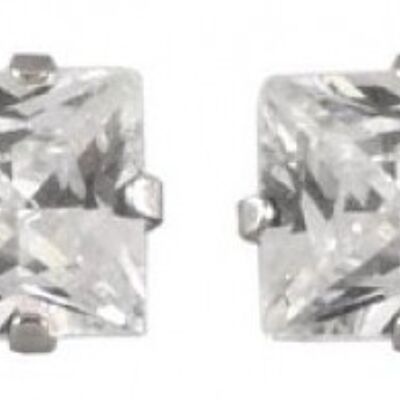 Square earrings with zirconia 6 mm