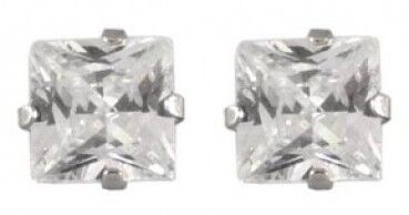 Orecchini quadrati con zirconi 7 mm