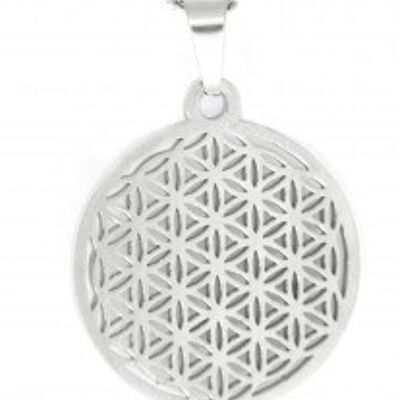 Chain pendant flower of life small stainless steel