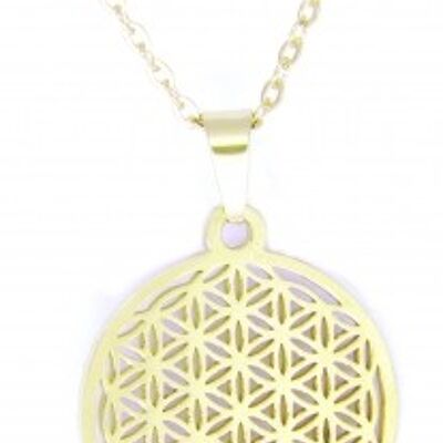 Chain pendant flower of life small stainless steel gold