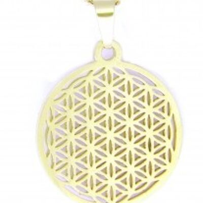 Chain pendant flower of life small stainless steel gold