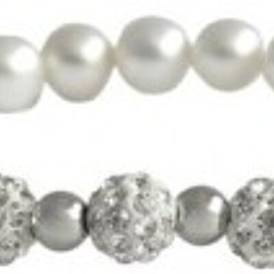 Pearl bracelet with three glitter balls