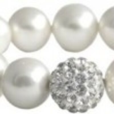 Braccialetto di perle con pallina glitterata