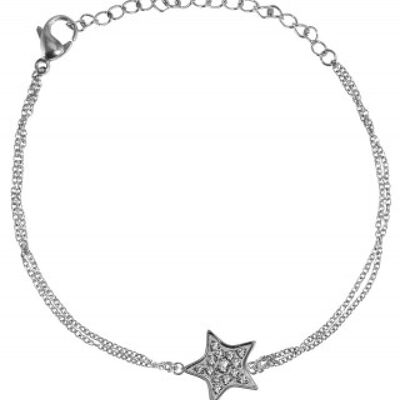 Bracelet étoile avec serti acier zircone