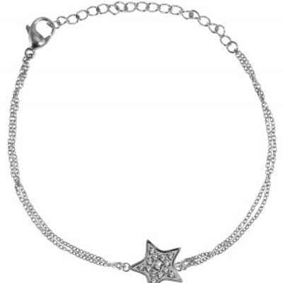 Bracelet star with set zirconia steel