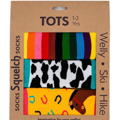 Set mit drei Squelch Tot Welly Socken in einer Geschenkbox 5