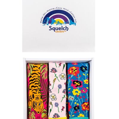 Lot de trois chaussettes adultes Squelch dans une boîte cadeau 5