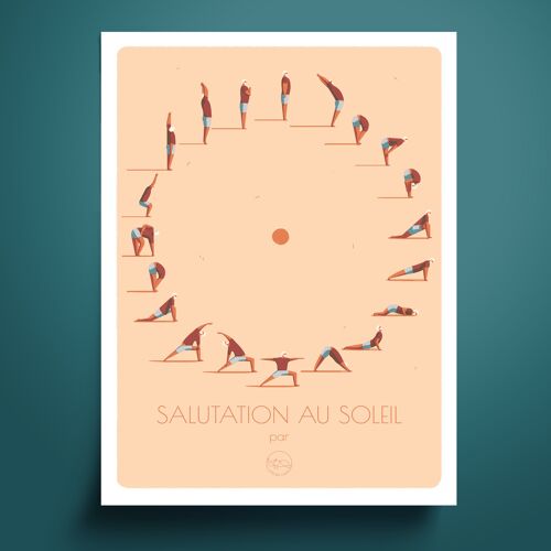 Affiche 30x40cm Yoga Salutation au soleil