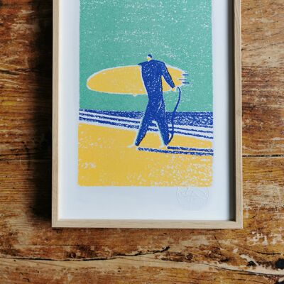 Risograph Summer Fragments - A4 Surfer on the beach