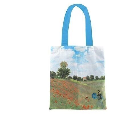 Baumwoll-Einkaufstasche Luxe, Monet, Feld mit Mohnblumen