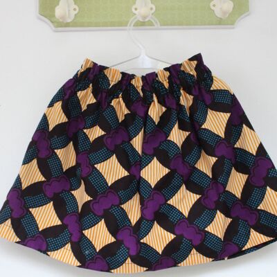 African Print gathered skirt - purple bow