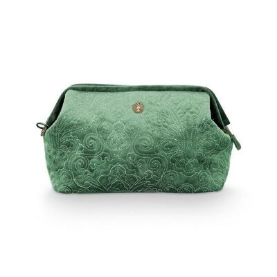 PIP - Toiletry bag - XL - Embroidered velvet - Green - 30x20.7x13.8cm