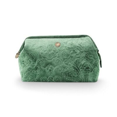 PIP - Toiletry bag - L - Embroidered velvet - Green - 26x18x12cm