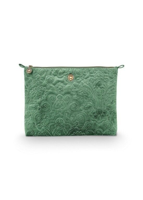 Pouch - L - Embroidered velvet - Green - 30x22x1cm - PIP STUDIO