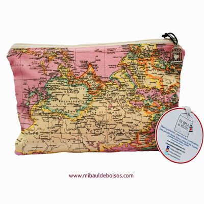 Pink “World Map” toiletry bag