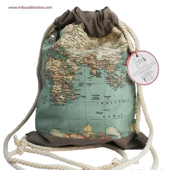 Sac à dos vert "Carte du Monde" 1