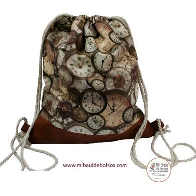 Brown “Vintage Watches” backpack